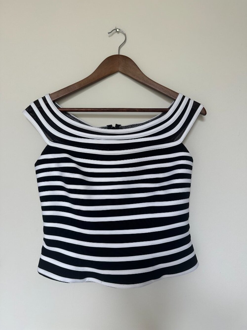 JS Collections Black and White Striped Top